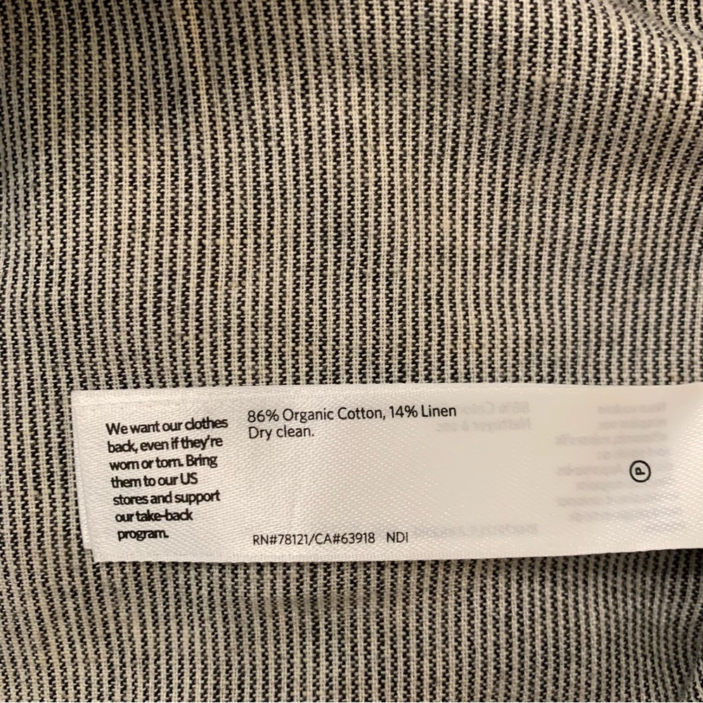 Eileen Fisher Organic Cotton Linen Striped Open Front Blazer and Pant Set Size M - Picture 8 of 9